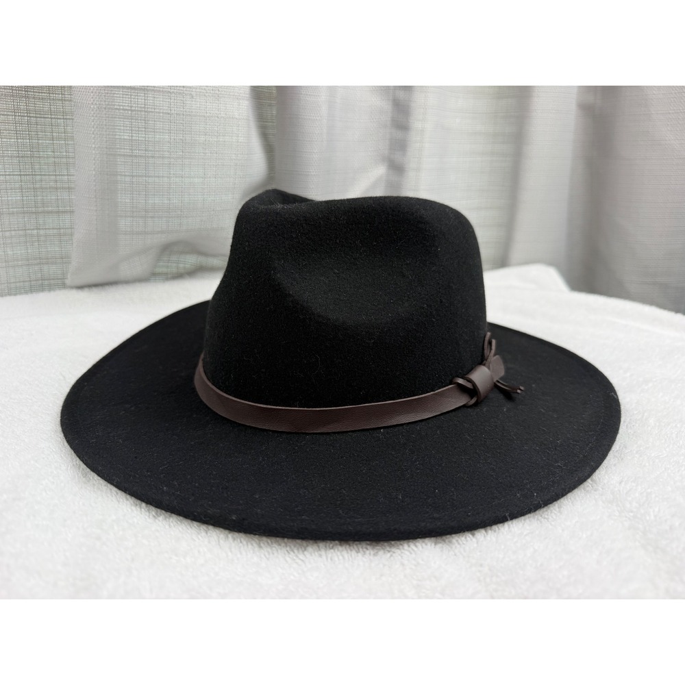 DPC Dorfman Pacific Co Mens Black Wool Felt Fedora Wide Brim Hat Small Medium